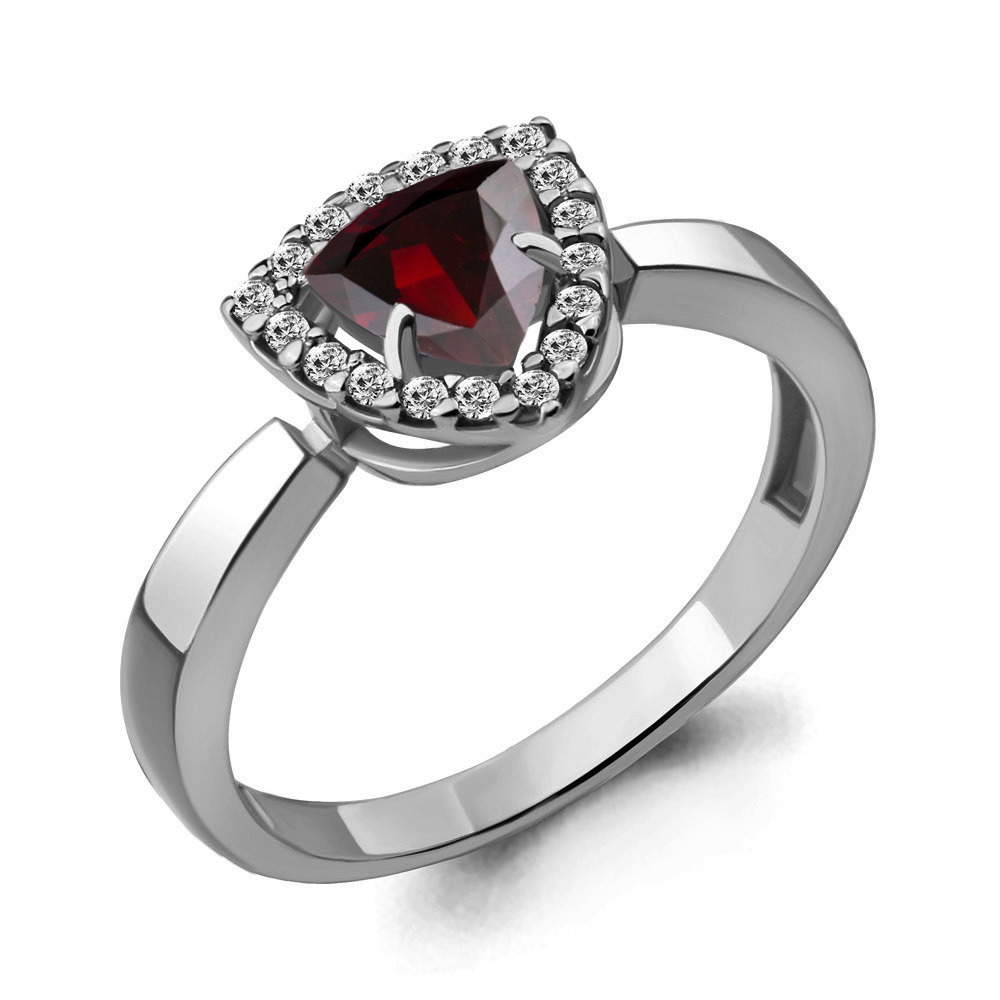 6916503А Кольцо из Серебра с гранатом, фианитами