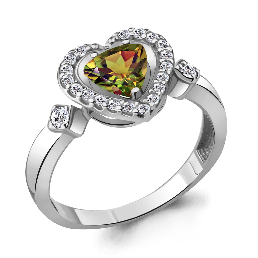 6916719А Кольцо из Серебра с султанитом иск., фианитами