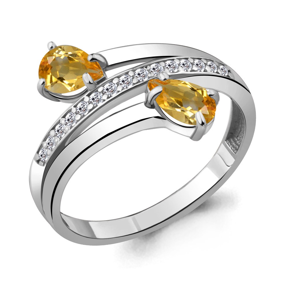 6917906А Кольцо из Серебра с фианитами, цитринами