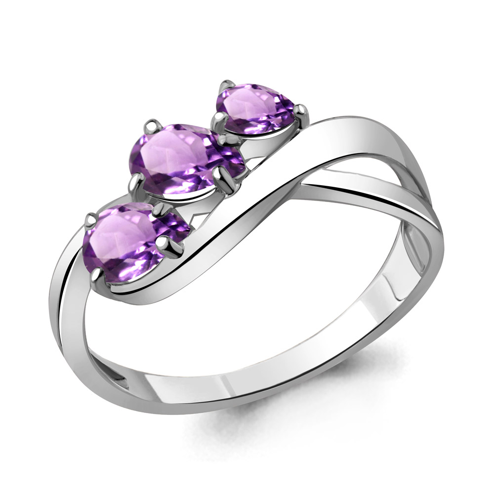 6918204 Кольцо из Серебра с аметистами