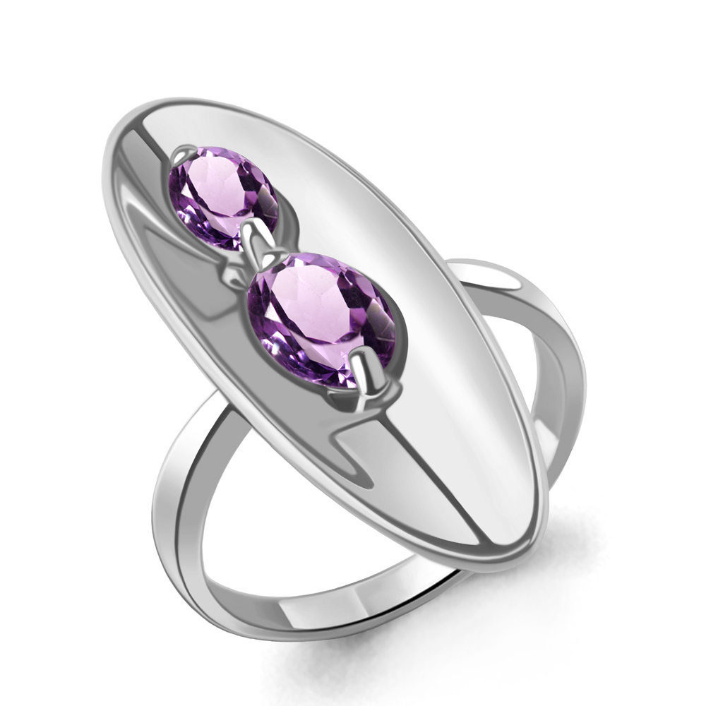 6918504 Кольцо из Серебра с аметистами из коллекции "Лагуна"