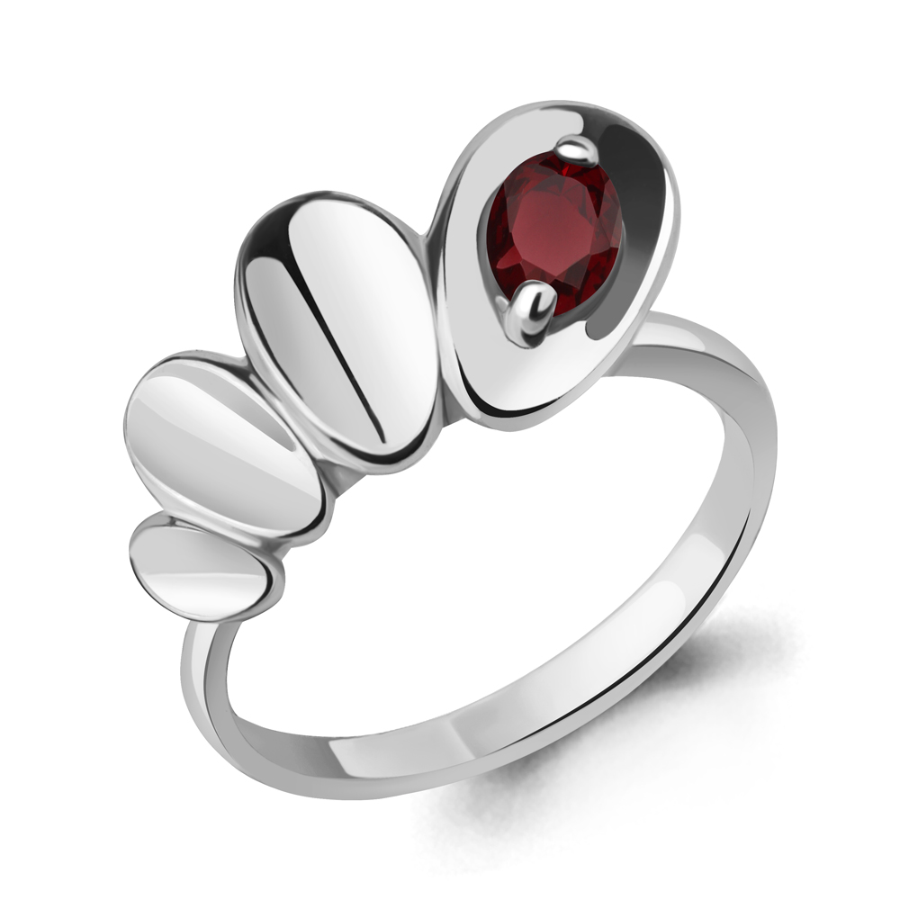 6918803 Кольцо из Серебра с гранатом из коллекции "Лагуна"
