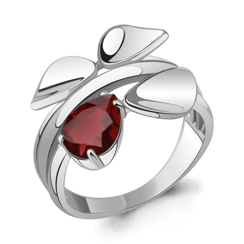 6919203 Кольцо из Серебра с гранатом из коллекции "Лагуна"