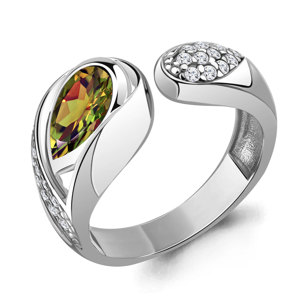 6924319А Кольцо из Серебра с султанитом иск., фианитами