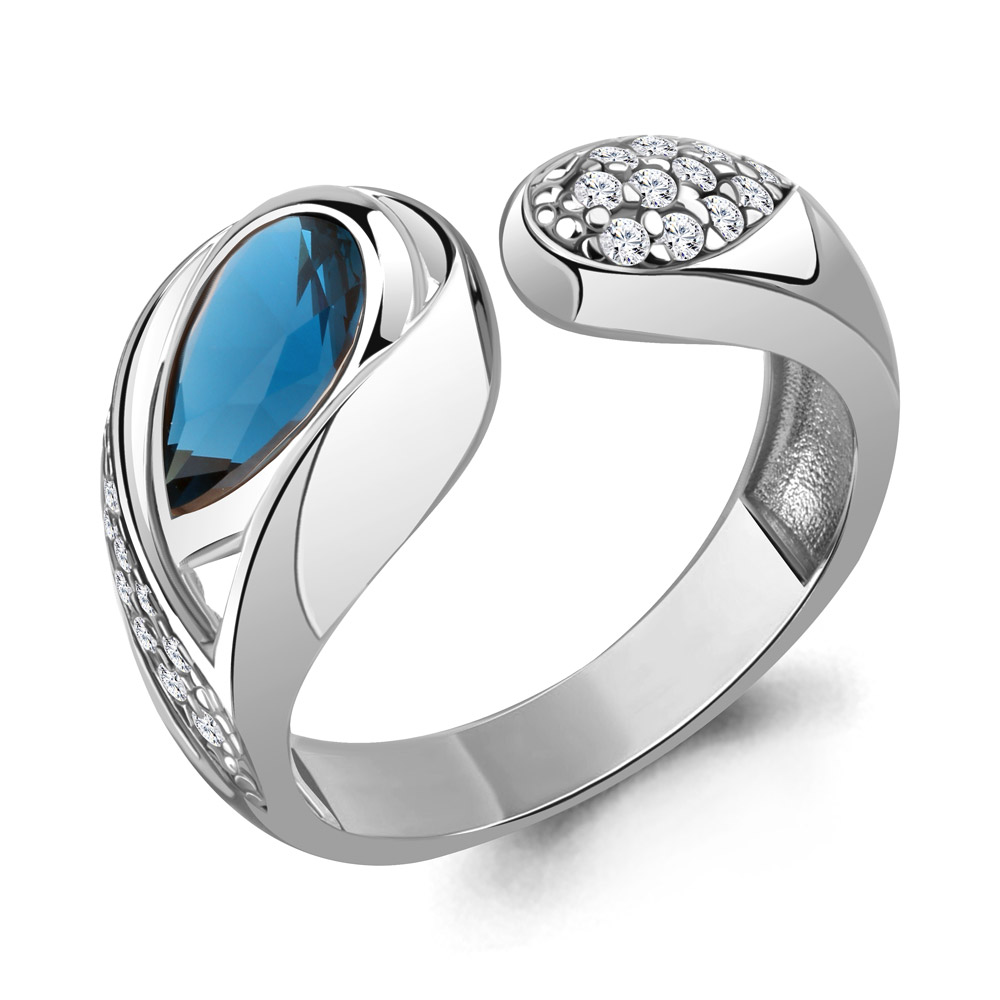 6924393А Кольцо из Серебра с нанотопазом лондон, фианитами