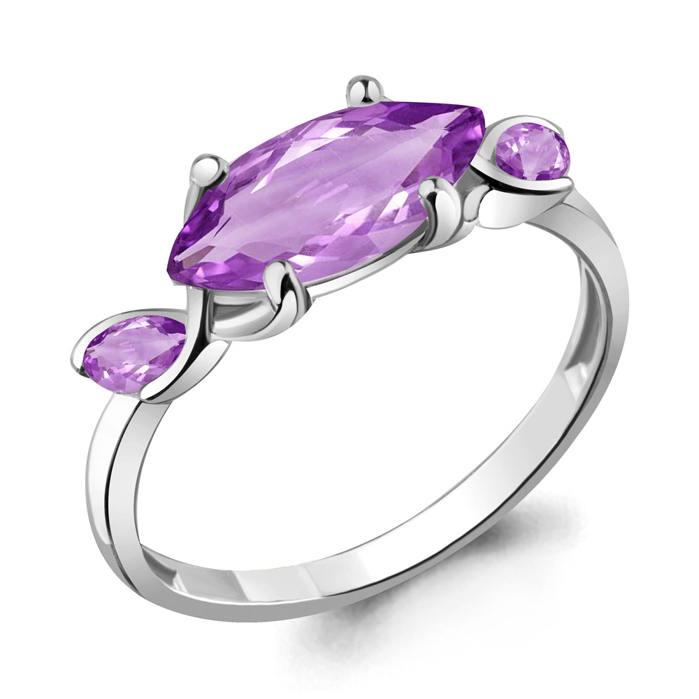 6926404 Кольцо из Серебра с аметистами