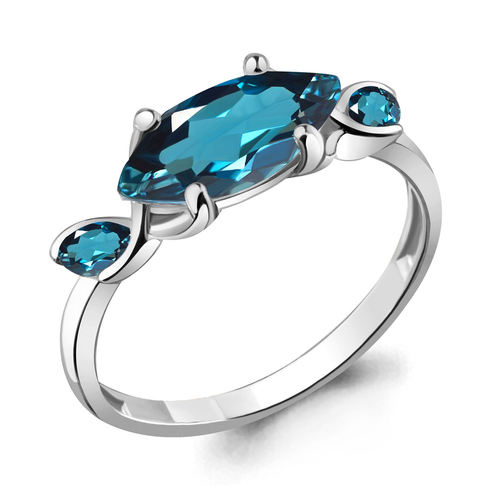 6926408 Кольцо из Серебра с топазами лондон блю