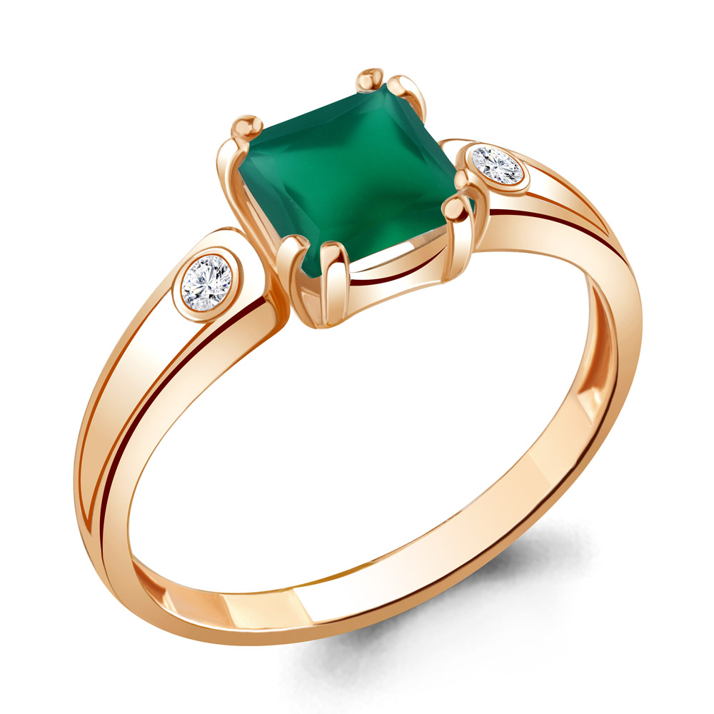 6927809А Кольцо из Золота с агатом, фианитами