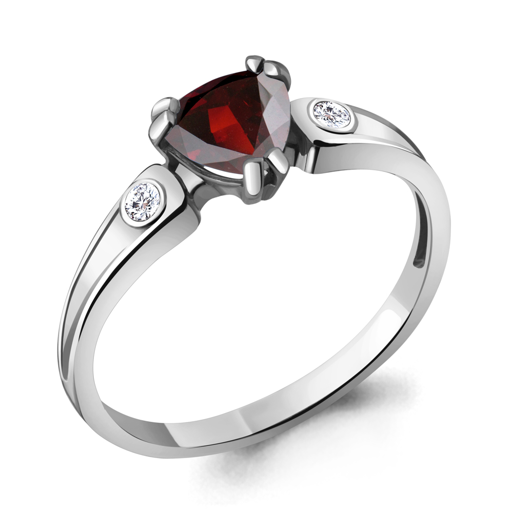 6927903А Кольцо из Серебра с гранатом, фианитами