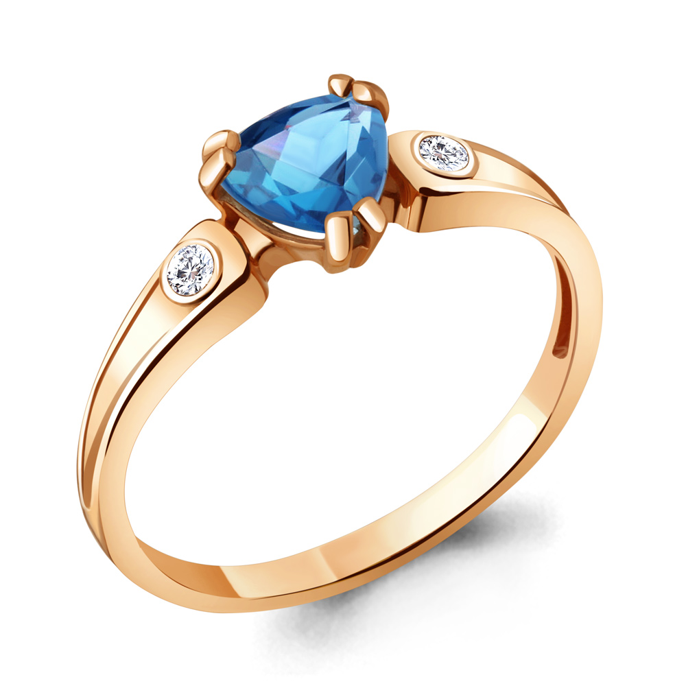 6927905А Кольцо из Золота с топазом свисс блю, фианитами