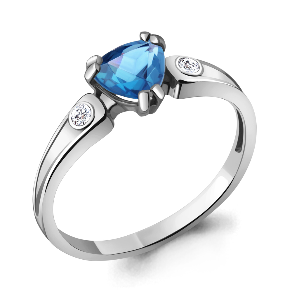 6927905А Кольцо из Серебра с топазом свисс блю, фианитами