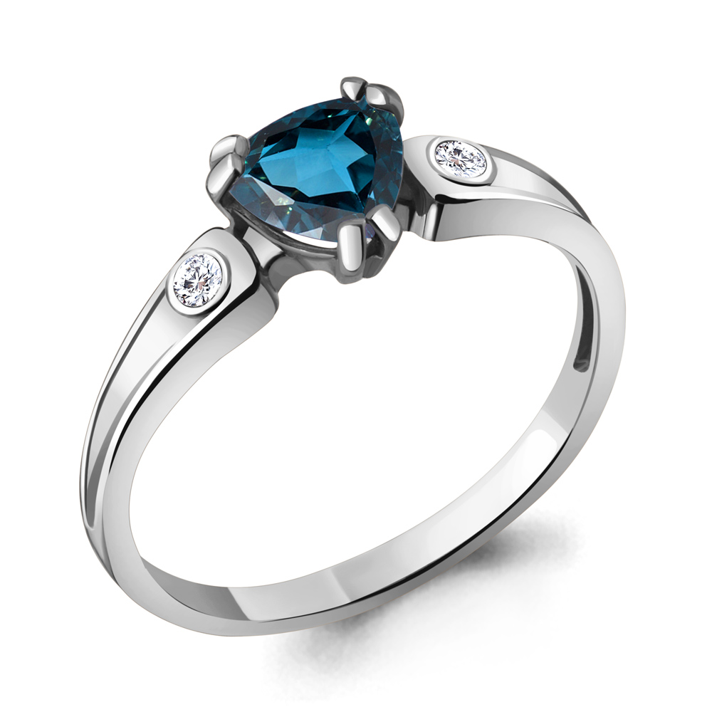 6927908А Кольцо из Серебра с топазом лондон блю, фианитами