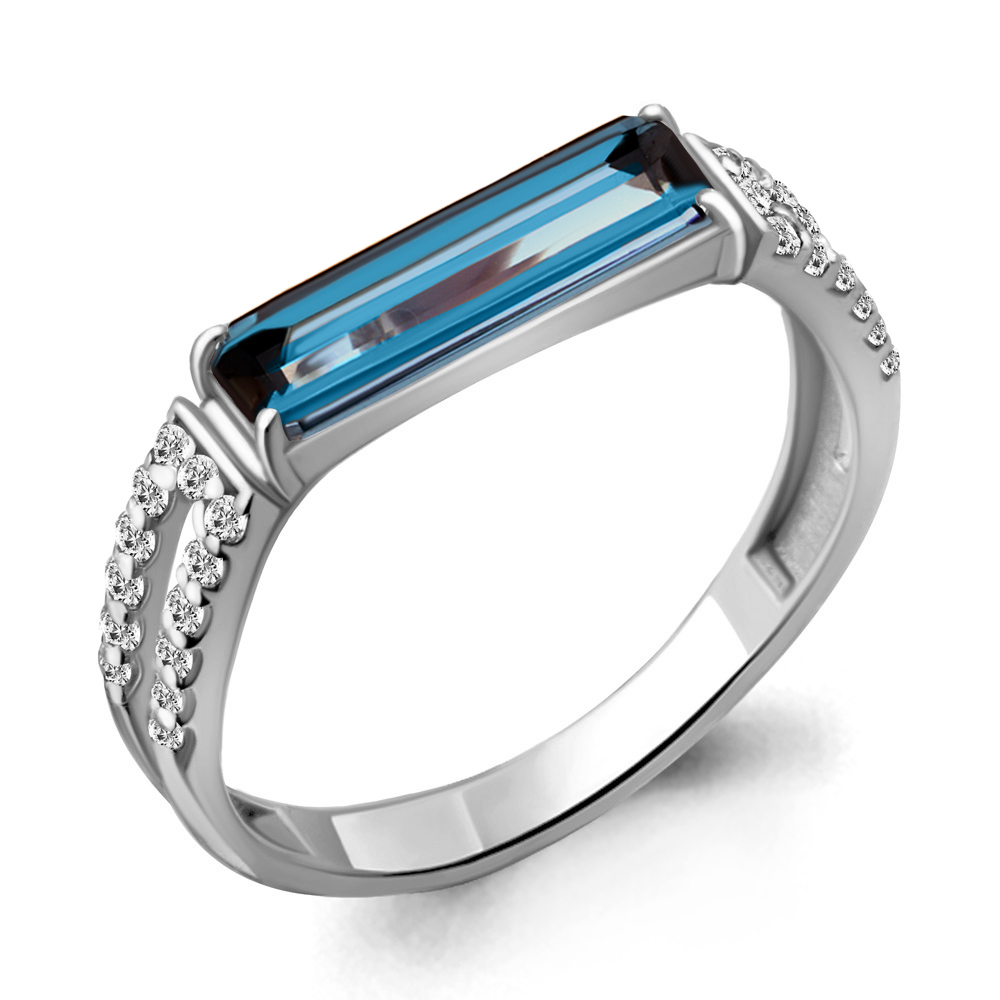 6930093А Кольцо из Серебра с нанотопазом лондон, фианитами