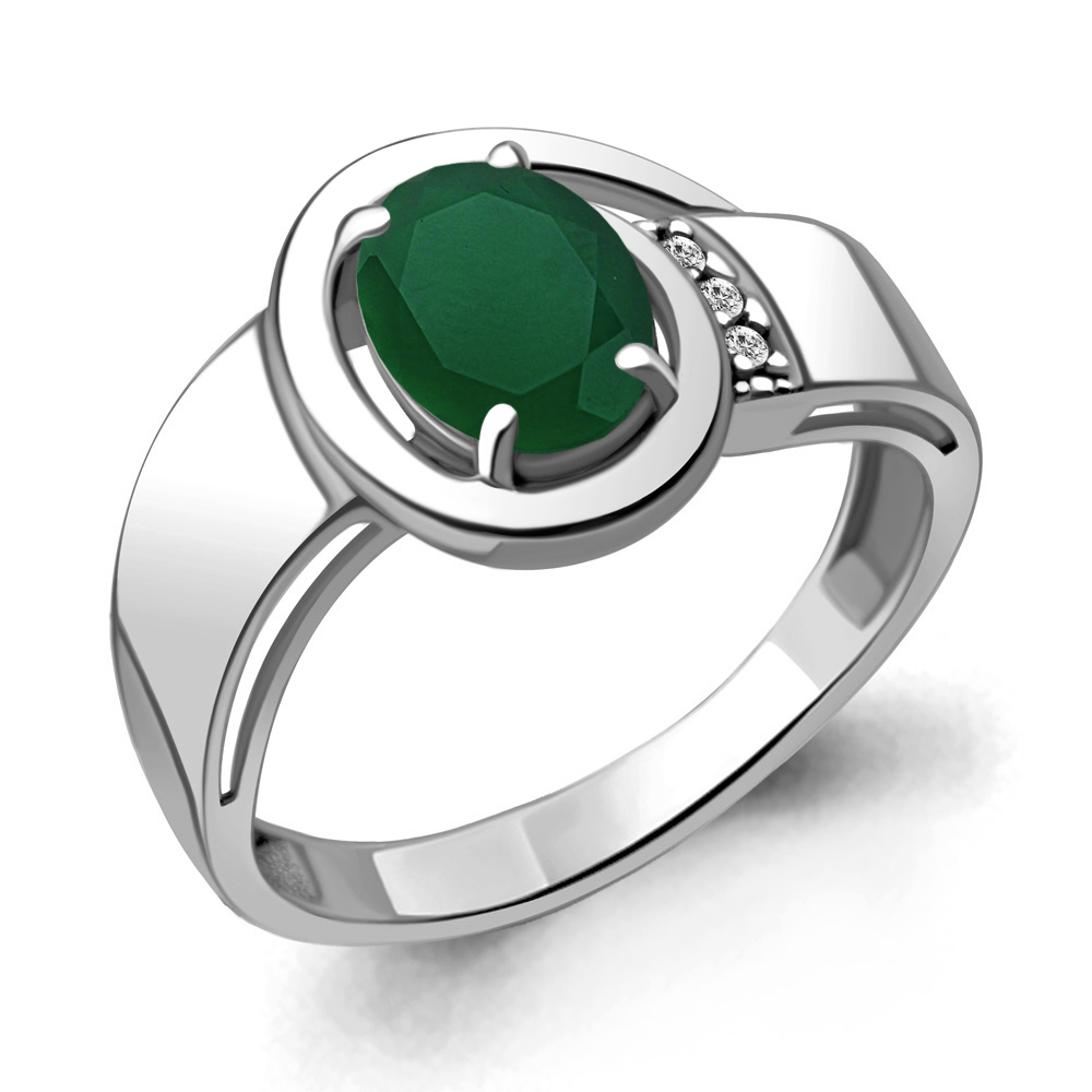 6932609А Кольцо из Серебра с агатом, фианитами