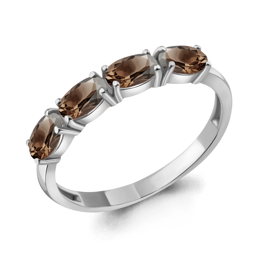 6933101 Кольцо из Серебра с кварцами дымчатыми