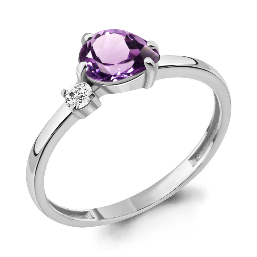6936004А Кольцо из Серебра с аметистом, фианитом
