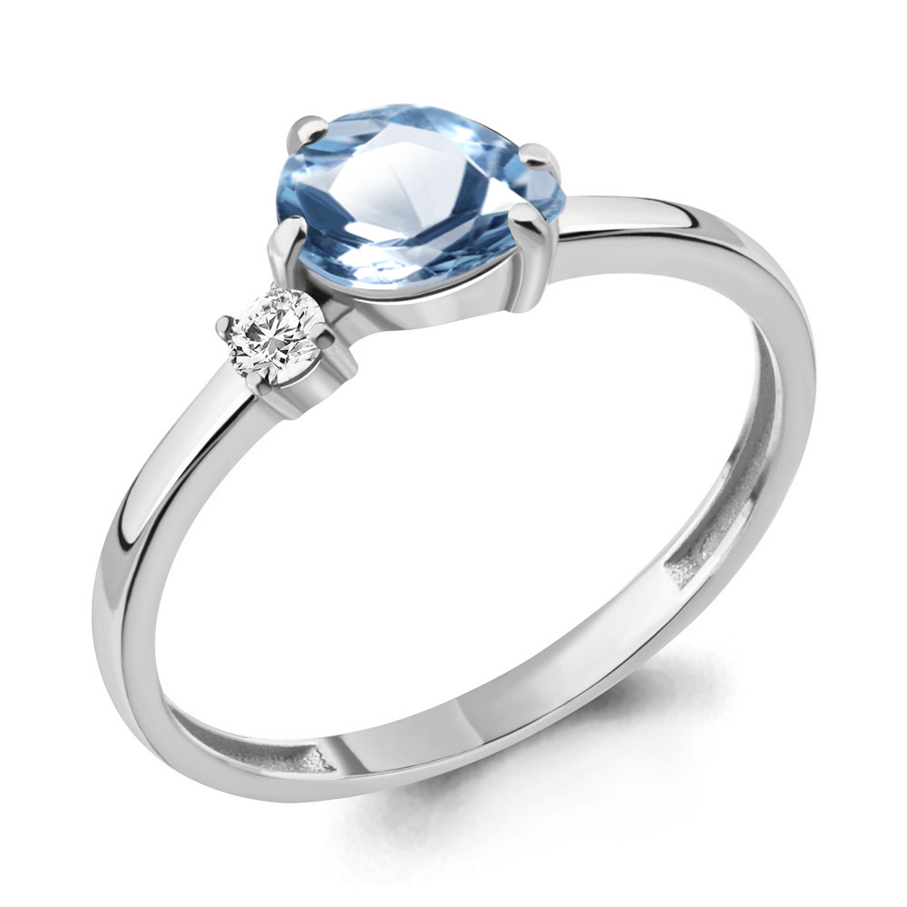 6936005А Кольцо из Серебра с топазом свисс блю, фианитом