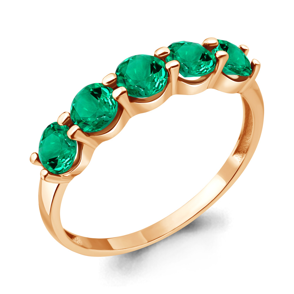 69364П Кольцо из Золота с наноизумрудами из коллекции "Клеопатра"