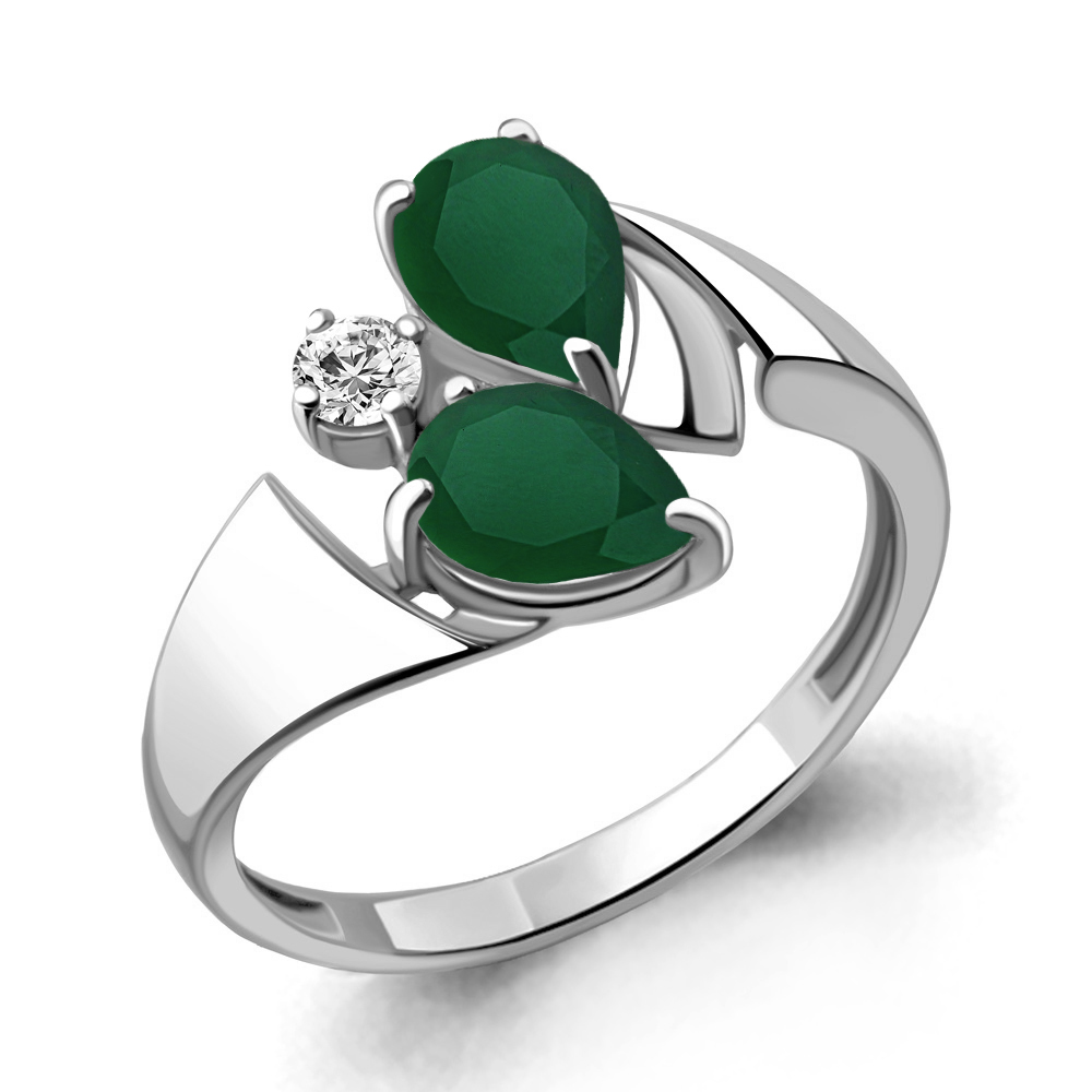 6936609А Кольцо из Серебра с агатами, фианитом