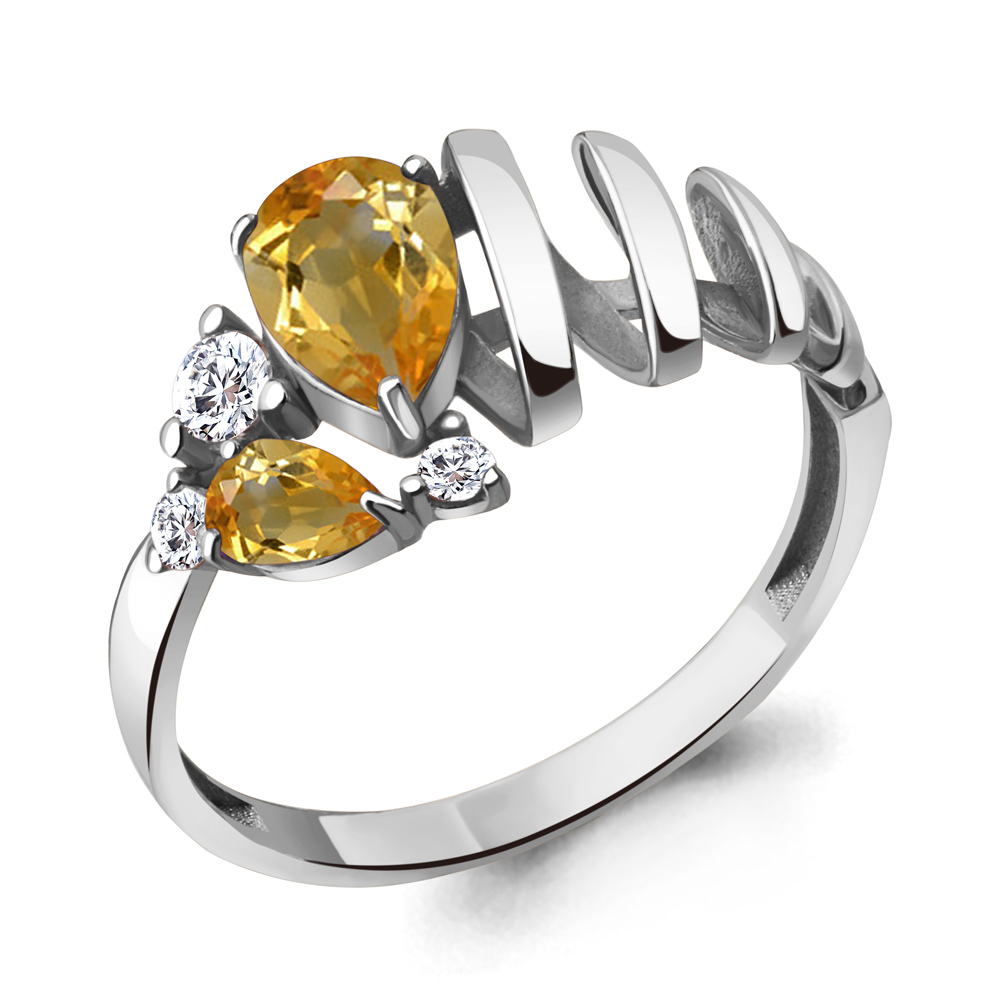 6937506А Кольцо из Серебра с фианитами, цитринами