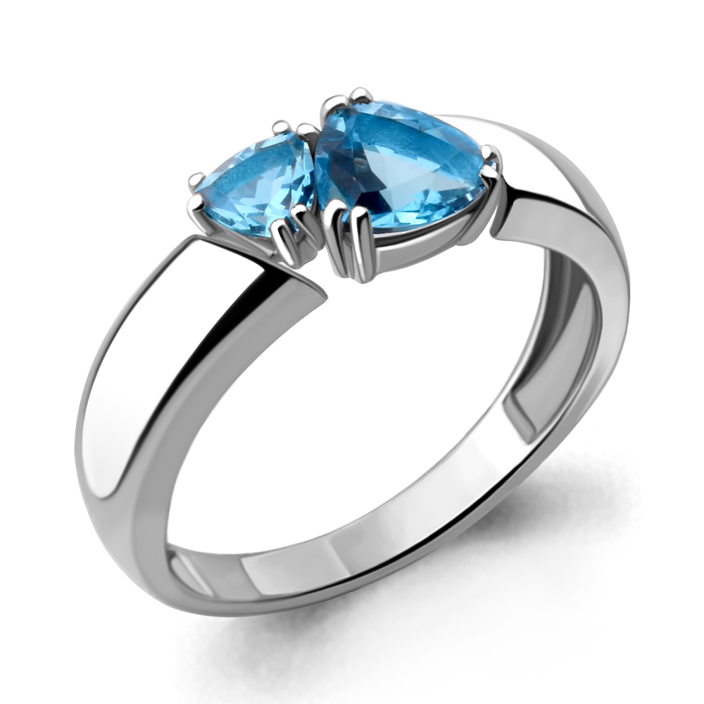 6939105 Кольцо из Серебра с топазами свисс блю