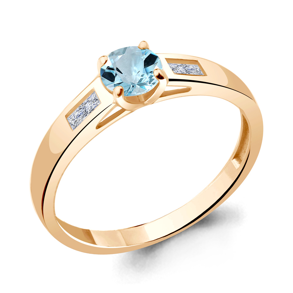 6945202 Кольцо из Золота с топазом скай блю