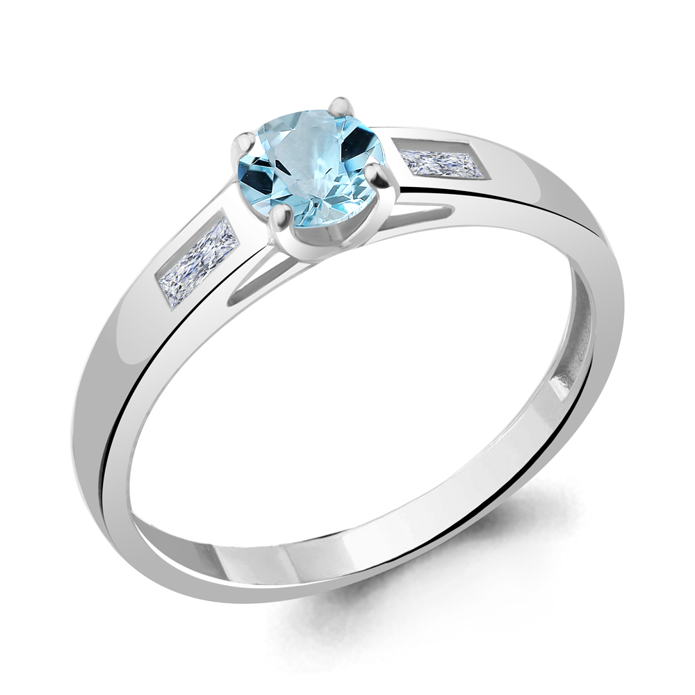 6945202 Кольцо из Серебра с топазом скай блю, фианитами