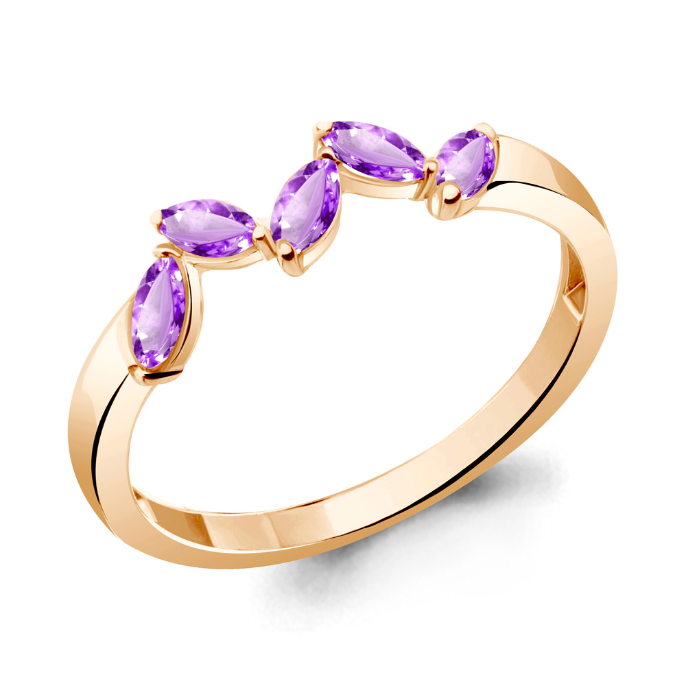 6945604 Кольцо из Золота с аметистами