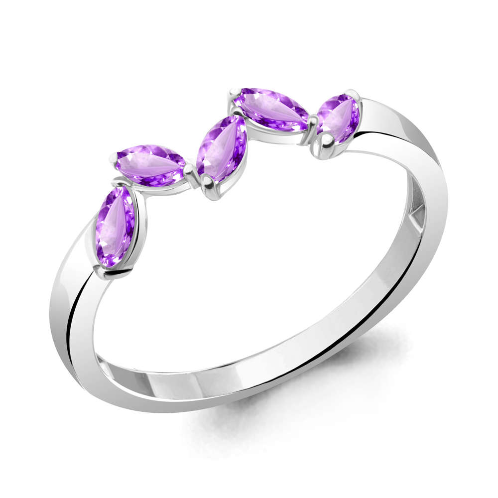 6945604 Кольцо из Серебра с аметистами