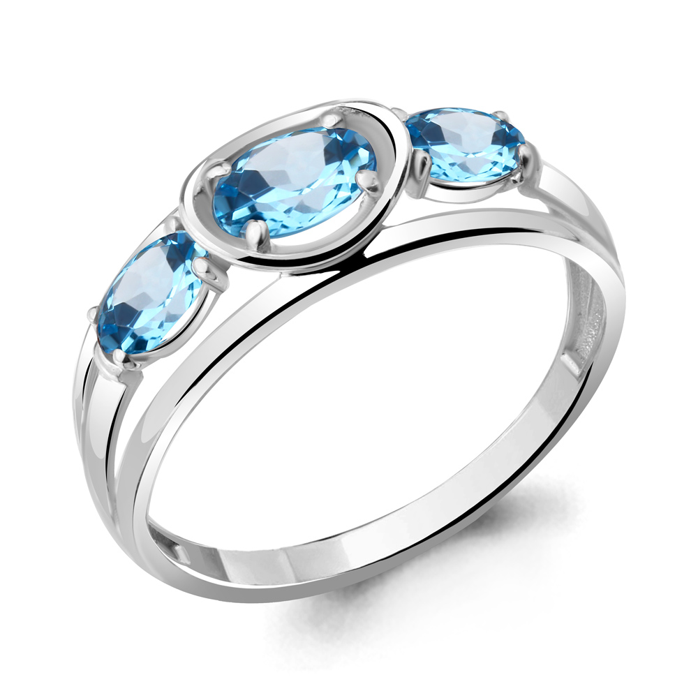 6945805 Кольцо из Серебра с топазами свисс блю