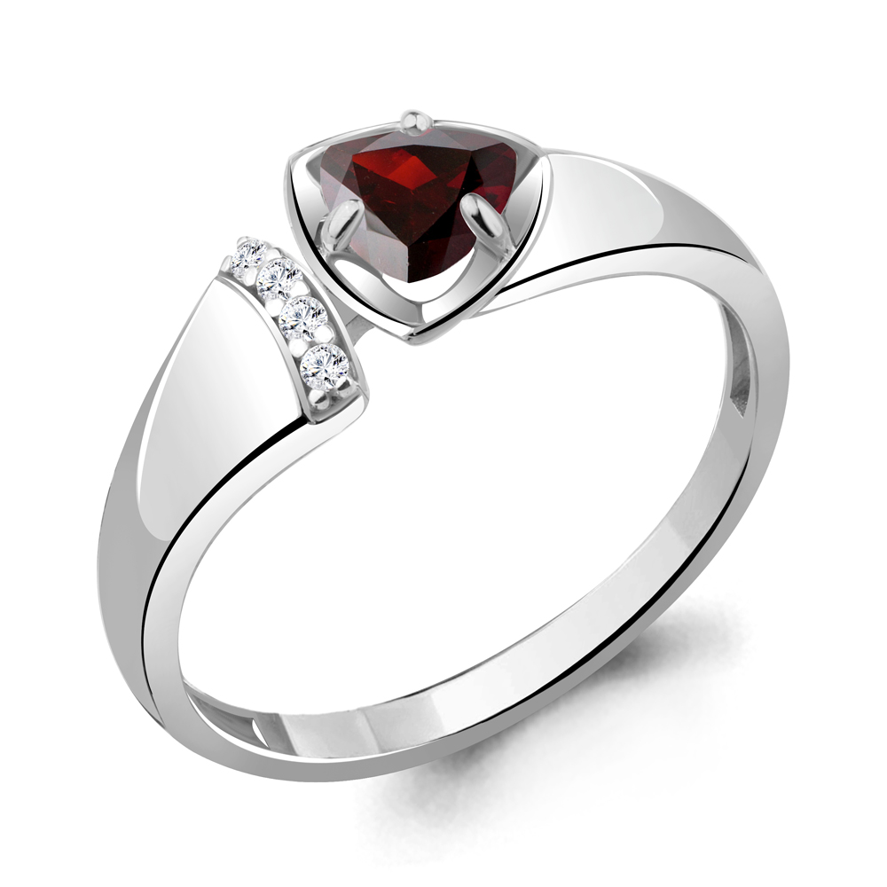 6946603А Кольцо из Серебра с гранатом, фианитами
