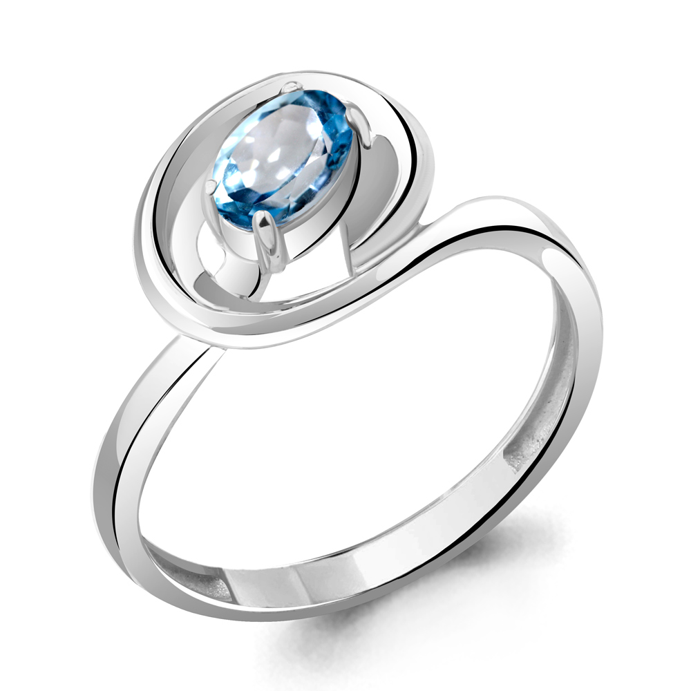 6948805 Кольцо из Серебра с топазом свисс блю