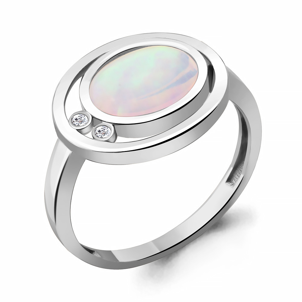 6949598А Кольцо из Серебра с опалом иск., фианитами