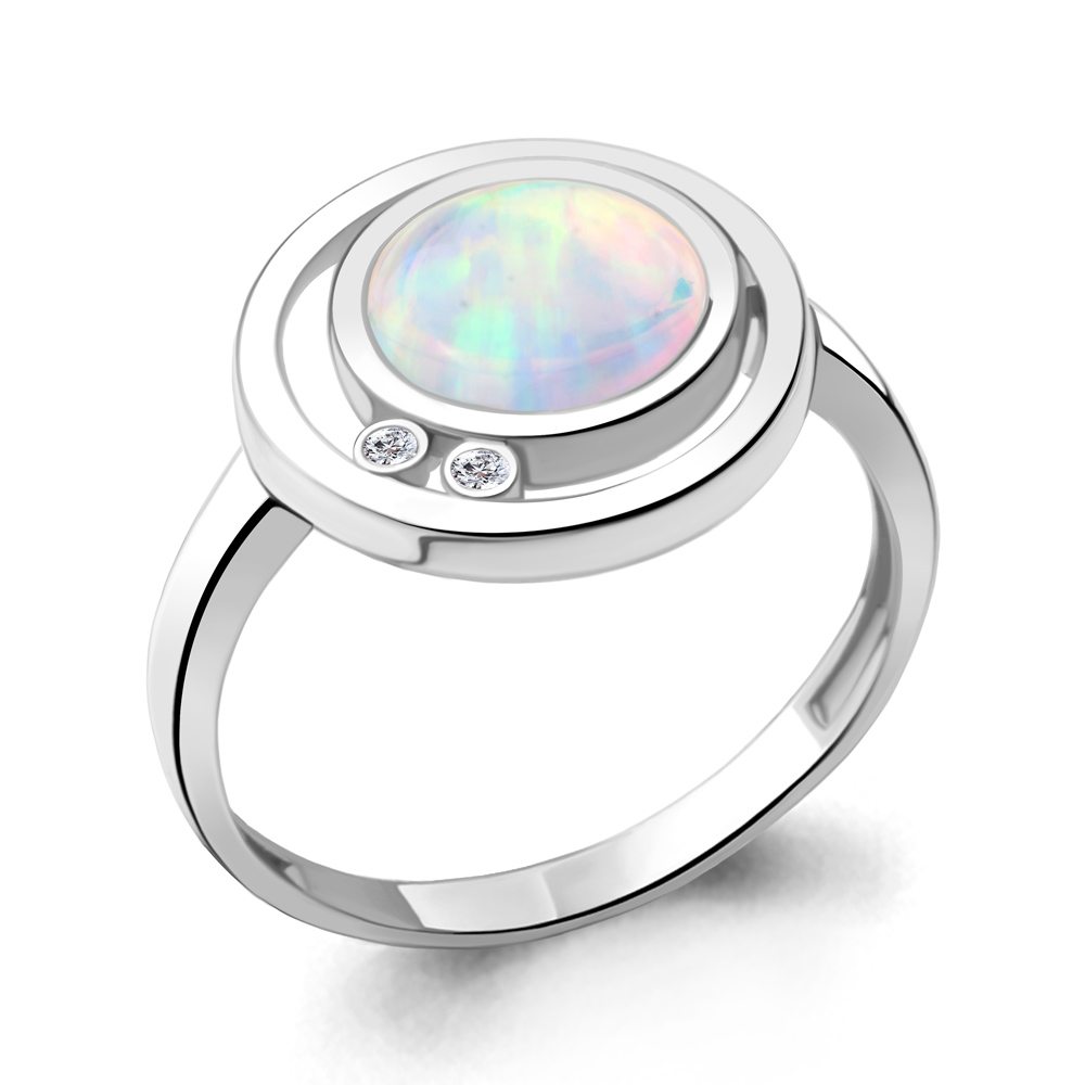 6949698А Кольцо из Серебра с опалом иск., фианитами