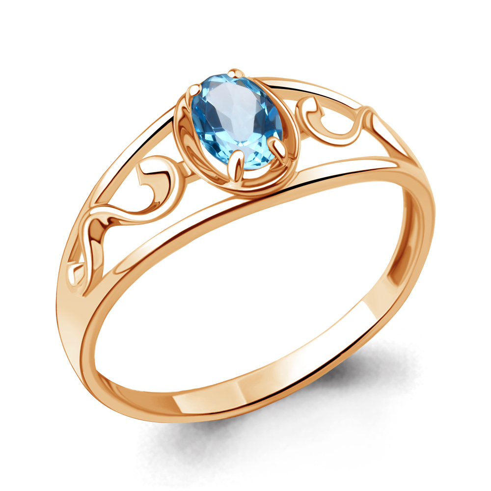 6950305 Кольцо из Золота с топазом свисс блю