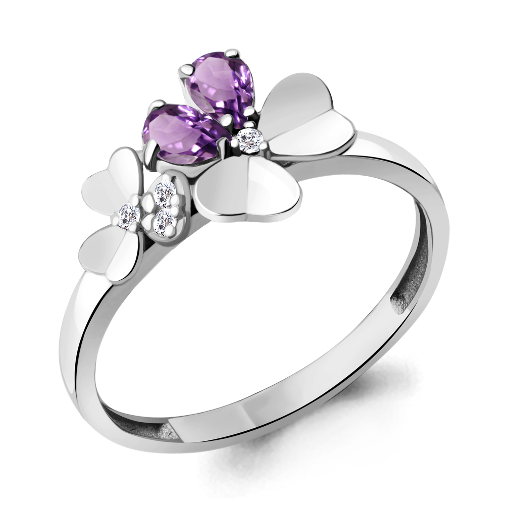 6956304А Кольцо из Серебра с аметистами, фианитами