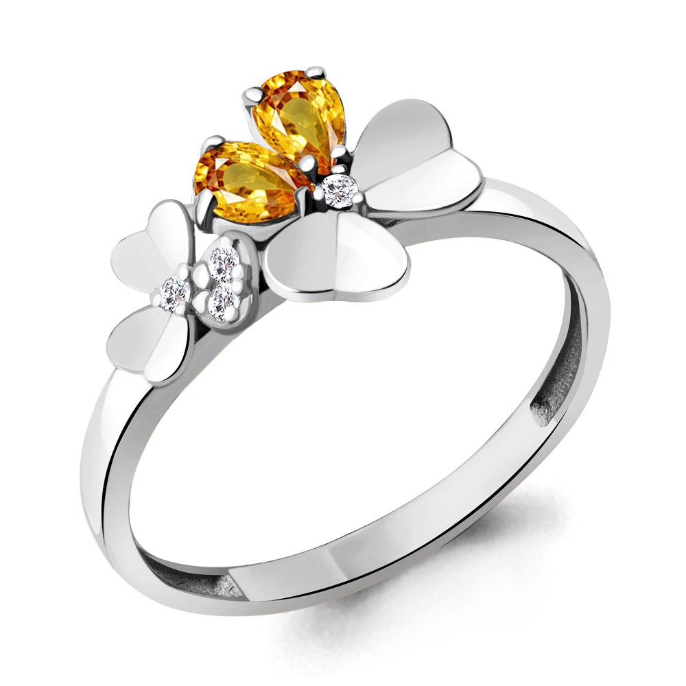 6956306А Кольцо из Серебра с фианитами, цитринами