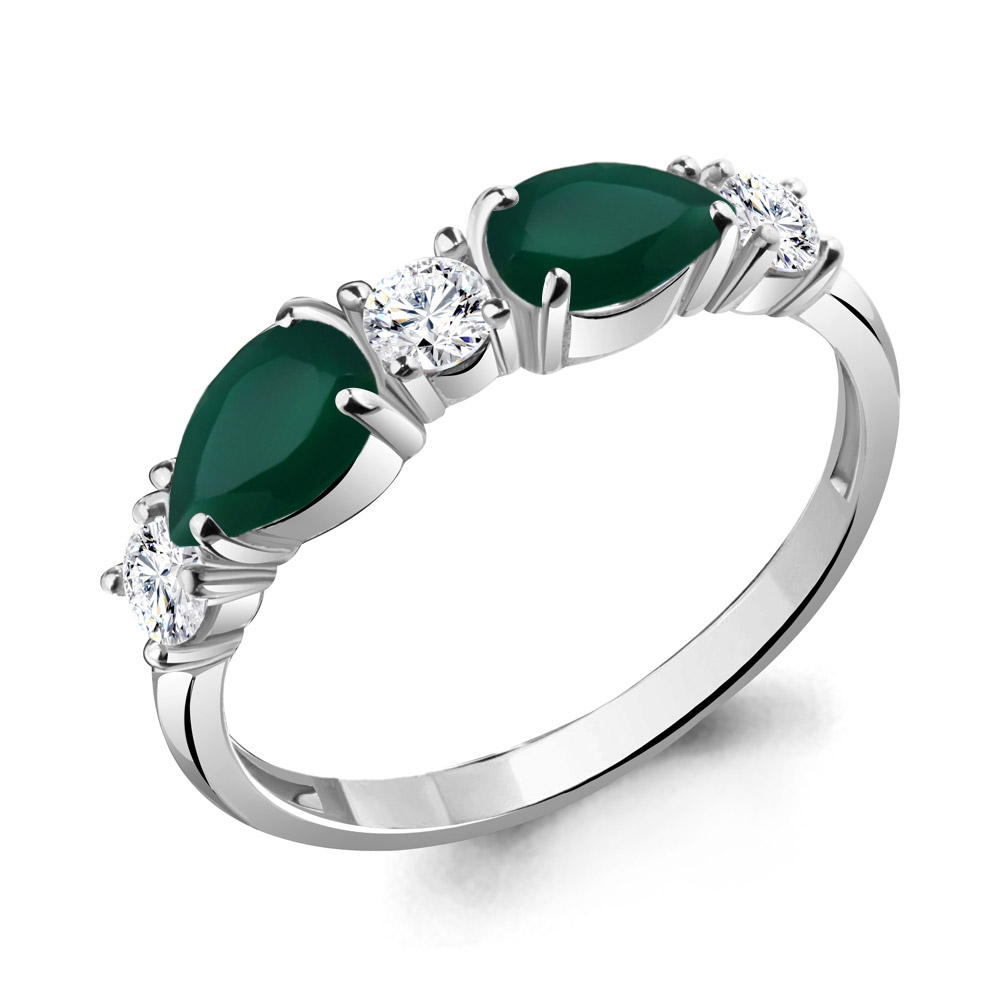 6956509А Кольцо из Серебра с агатами, фианитами