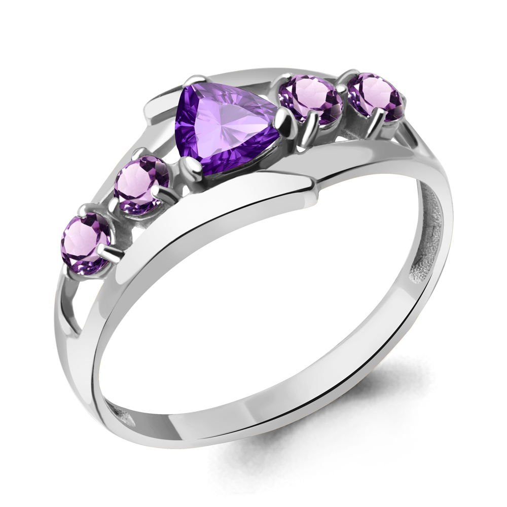 6963204 Кольцо из Серебра с аметистами