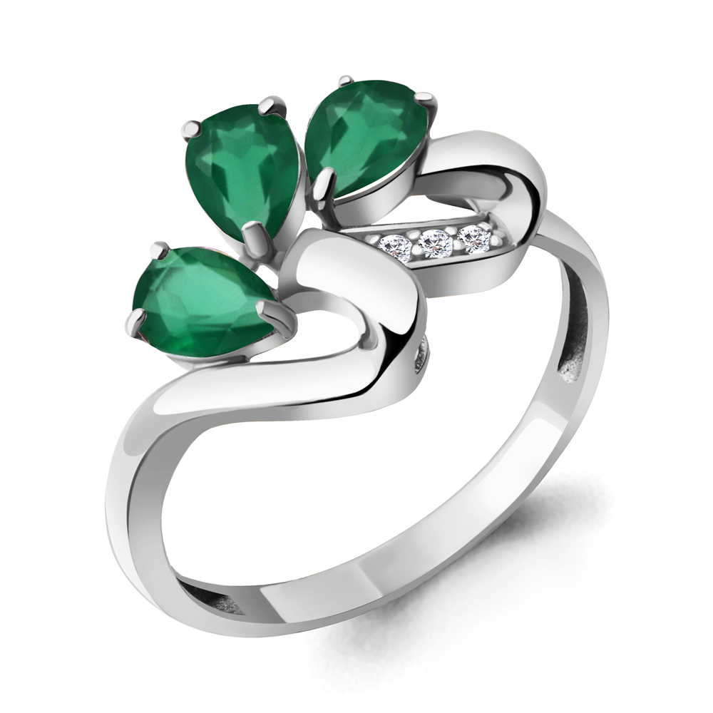 6963909А Кольцо из Серебра с агатами, фианитами