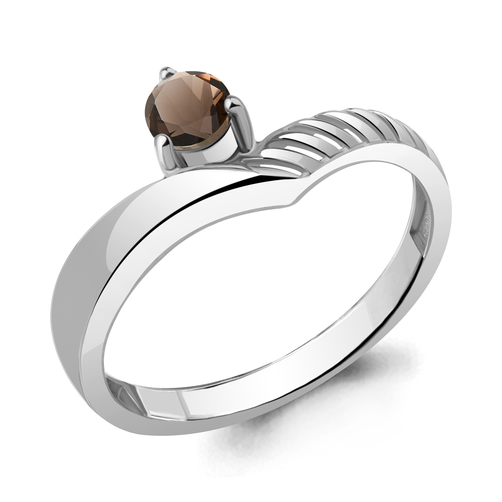 6968101 Кольцо из Серебра с кварцем дымчатым