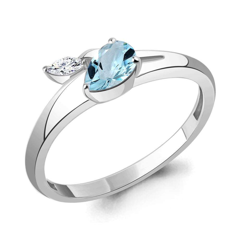 6968302 Кольцо из Серебра с топазом скай блю, фианитом
