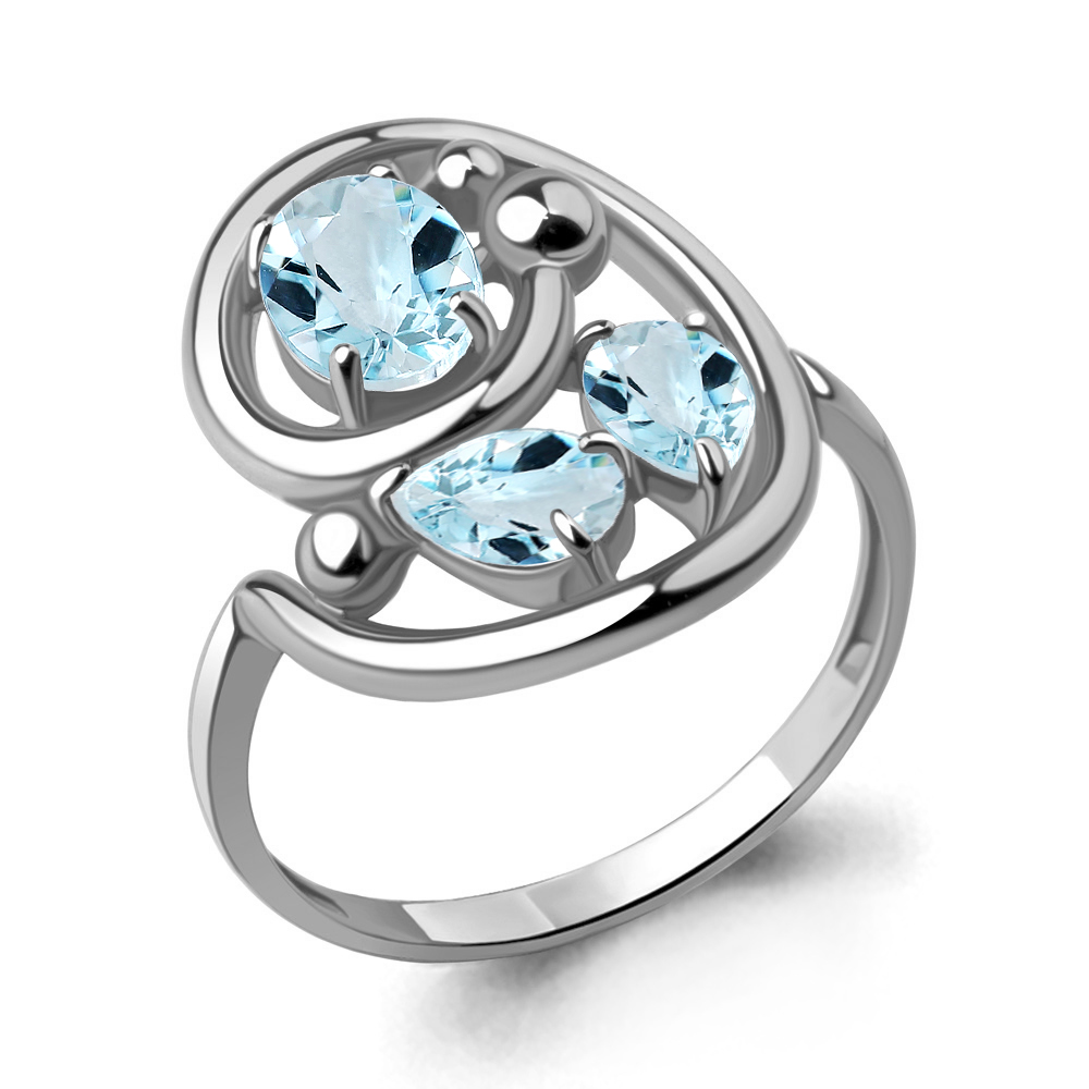 6970302 Кольцо из Серебра с топазами скай блю