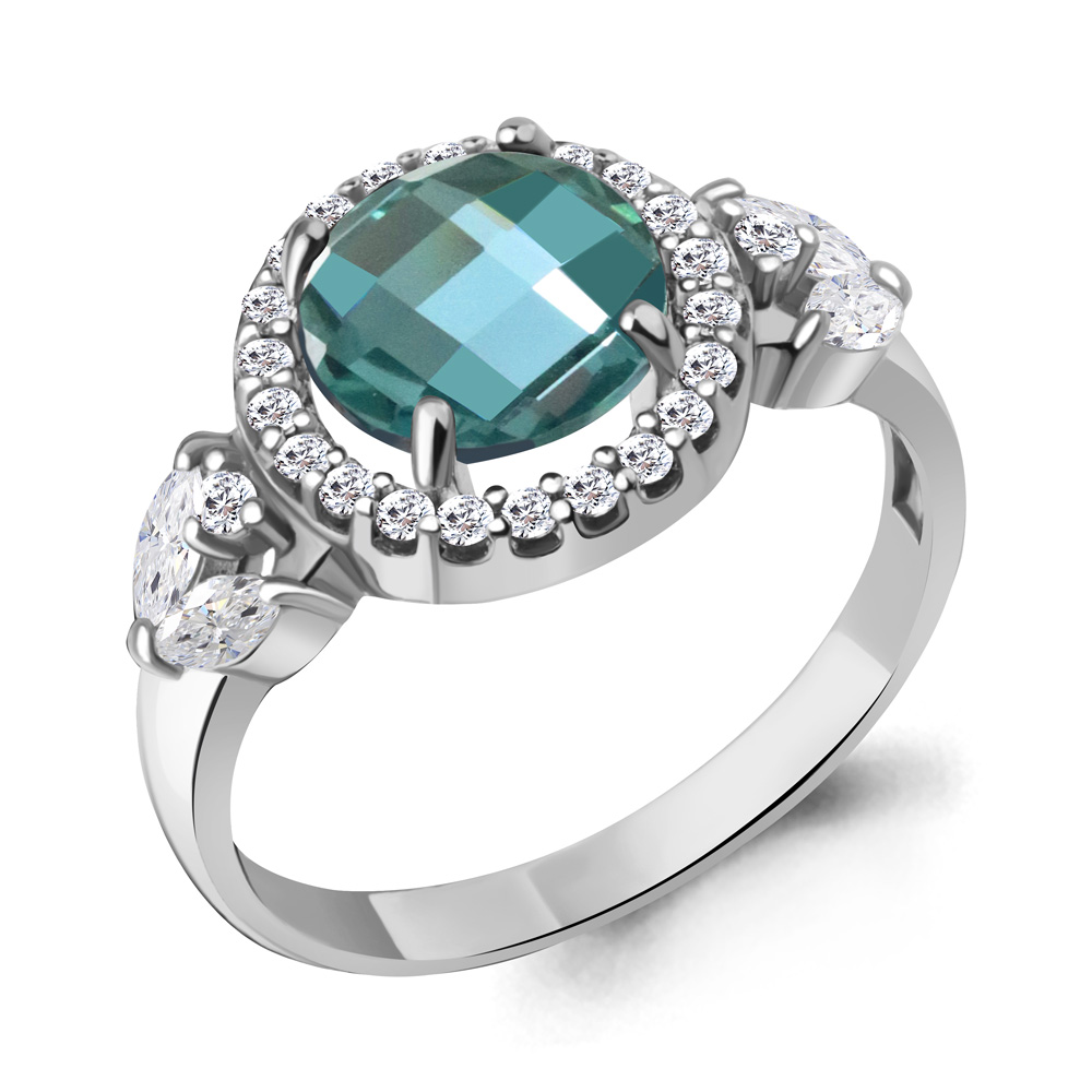 6971188А Кольцо из Серебра с нанотурмалином иск., фианитами