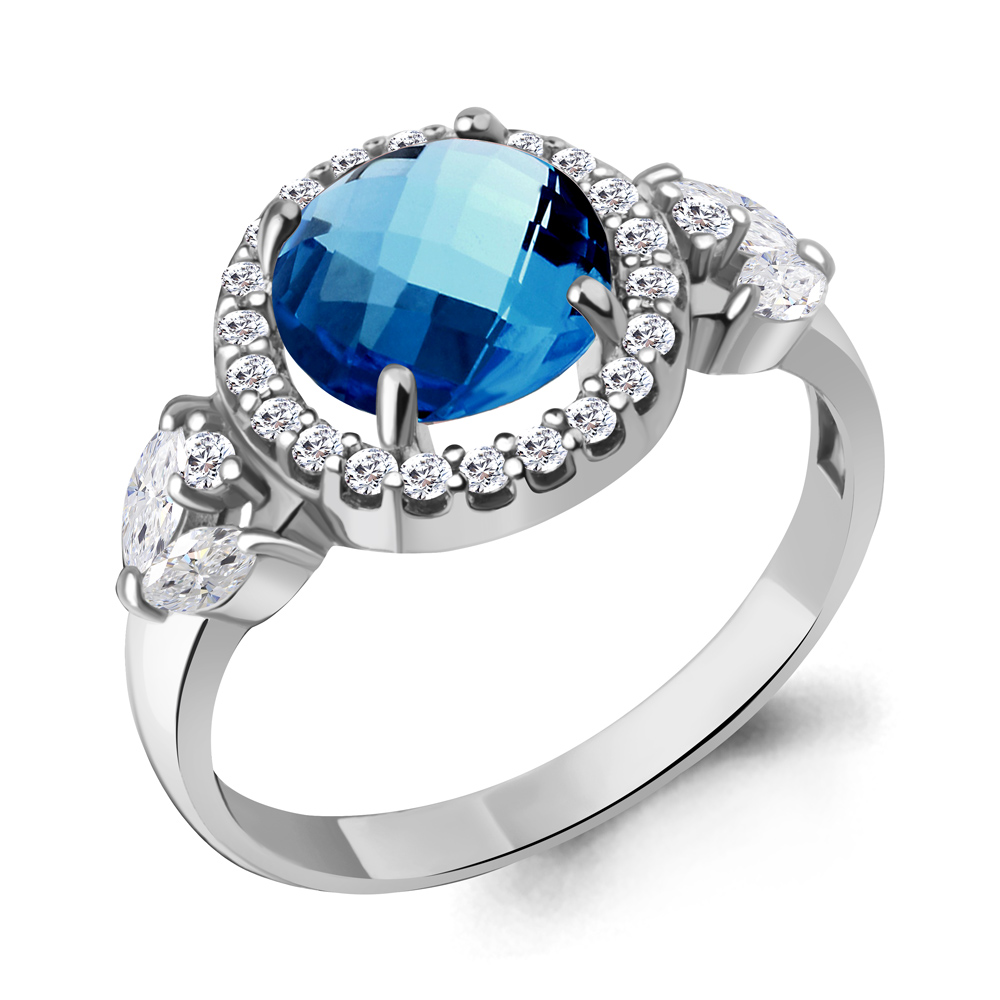 6971193А Кольцо из Серебра с нанотопазом лондон, фианитами