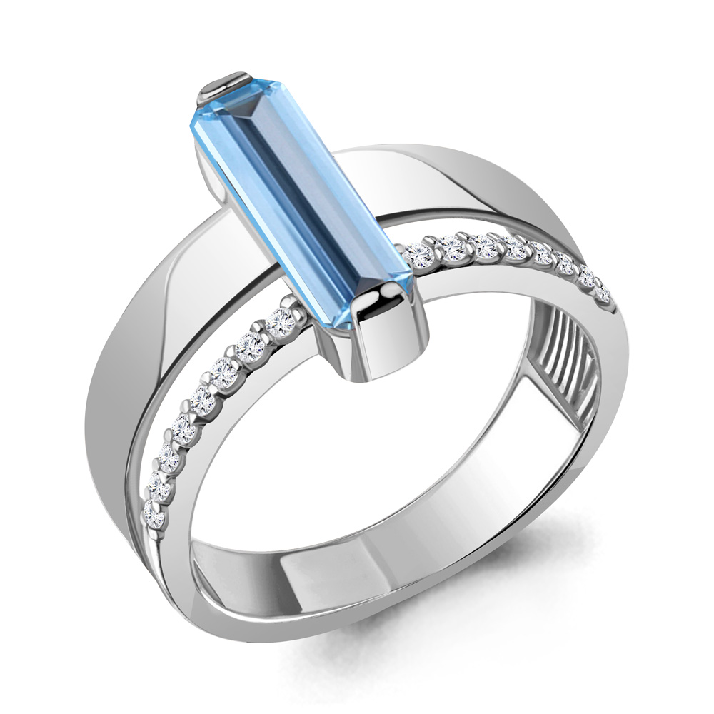 6972492А Кольцо из Серебра с нанотопазом свисс, фианитами