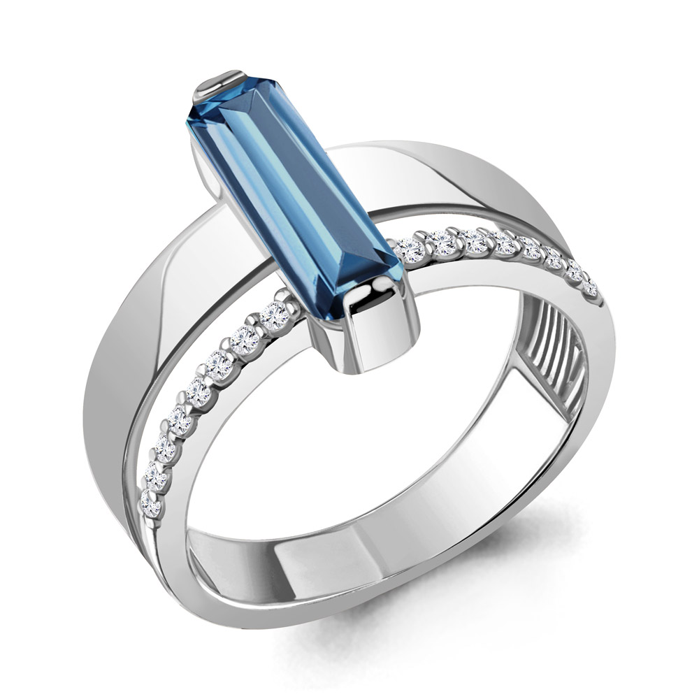 6972493А Кольцо из Серебра с нанотопазом лондон, фианитами