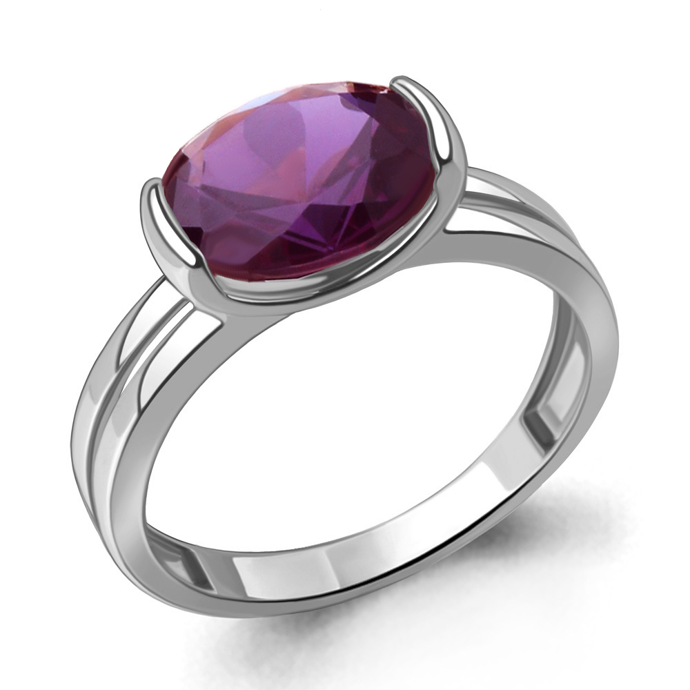 6974084 Кольцо из Серебра с наноаметистом иск.
