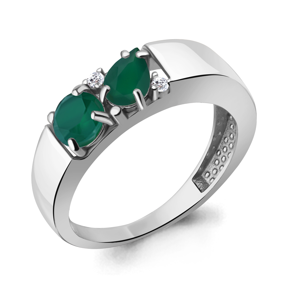 6974509А Кольцо из Серебра с агатами, фианитами