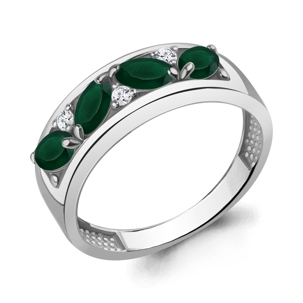 6974609А Кольцо из Серебра с агатами, фианитами